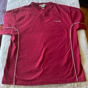 Nike Men's Red V-Neck Shirt Sz Large
